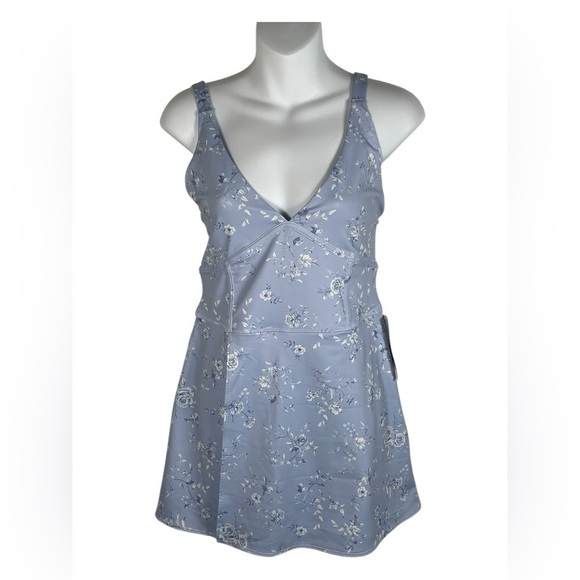 AS REVIVAL~ Light Blue Floral Romper Dress NWT Medium - Picture 2 of 8